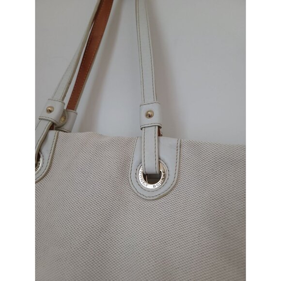DOONEY & BOURKE Women's Cream Canvas Shopper Tote Bag Leather Handles - Picture 4 of 15